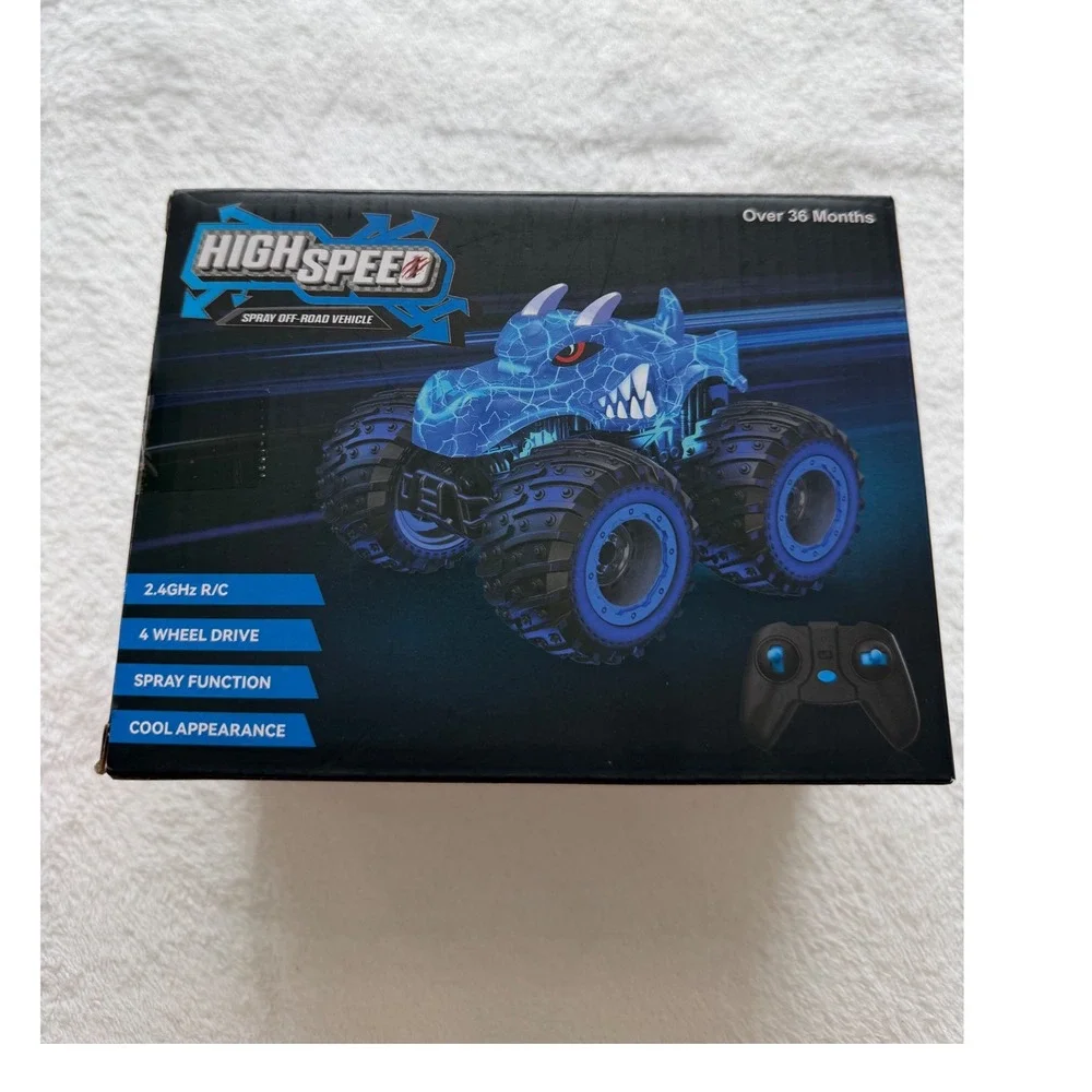 High Speed RC Spray Off-Road Vehicle Blue Dinosaur Monster Truck RCT-2910 2.4GHz